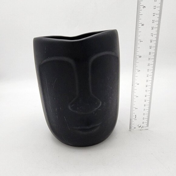 Mikasa Black Tiki Pottery Face Vase 8" - Picture 5 of 5